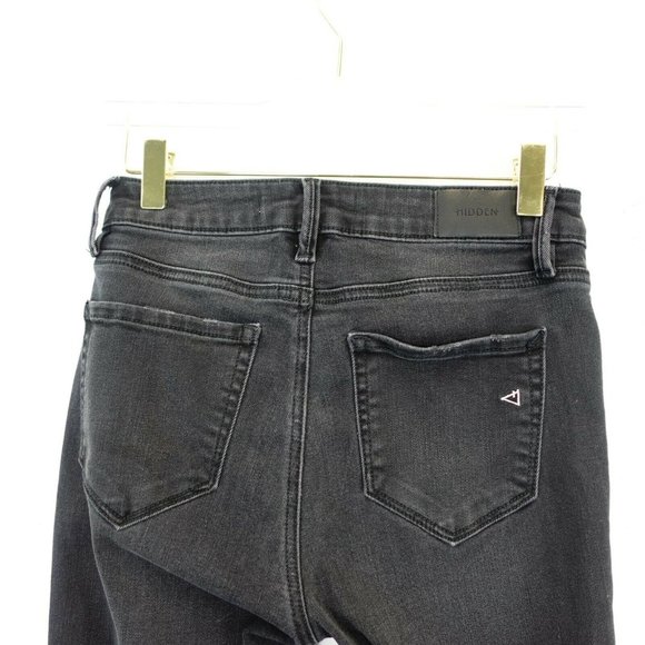 HIDDEN Women Washed Black Denim Skinny Jeans 26 Slim Frayed Distressed Mid Rise - Picture 10 of 13